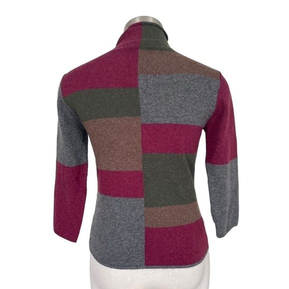 Thalian Sweater 100% Cashmere Mock Neck Color Block Sz. S - Picture 5 of 7